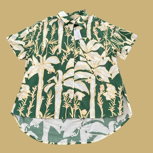 NWT Crosby by Mollie Burch XS Cannes Tropical Peyton Button Up Top Hawaiian New - Picture 3 of 9